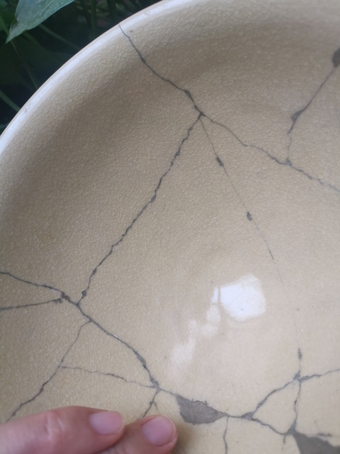 古玩陶瓷宋代臨汝窯，黃釉斗笠碗拍賣，當前價格5555元