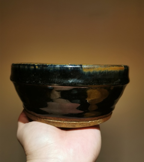 古玩陶瓷明代?黑釉窯變洗拍賣，當前價格853元