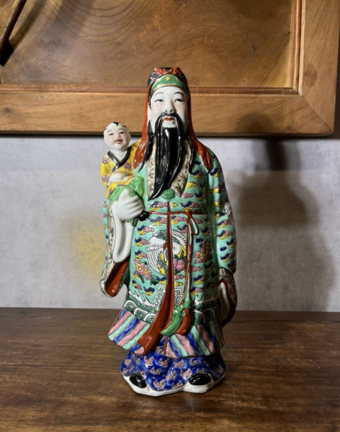 古玩陶瓷晚清民國粉彩福星人物造像拍賣，當前價格1688元