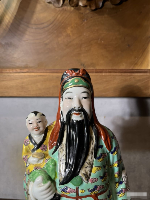 古玩陶瓷晚清民國粉彩福星人物造像拍賣，當前價格1688元