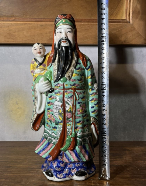 古玩陶瓷晚清民國粉彩福星人物造像拍賣，當前價格1688元