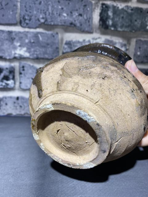 古玩陶瓷宋元耀州窯紫金釉雙耳爐拍賣,當前價格900元