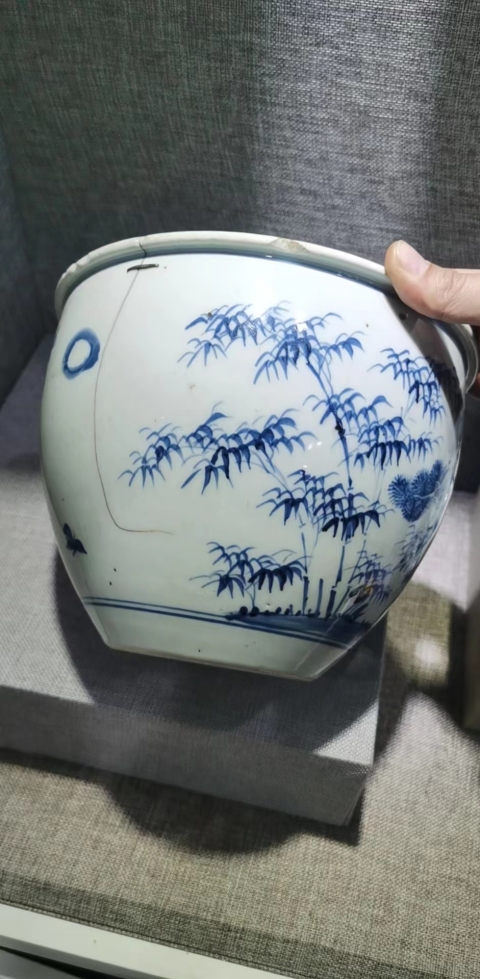古玩陶瓷康雍青花歲寒三友卷缸拍賣,當前價格22000元