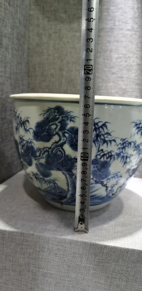 古玩陶瓷康雍青花歲寒三友卷缸拍賣,當前價格22000元