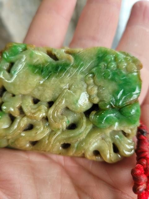 古玩玉器翡翠獅紋牌拍賣，當(dāng)前價格25800元