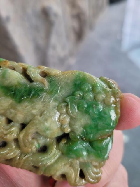 古玩玉器翡翠獅紋牌拍賣，當(dāng)前價格25800元