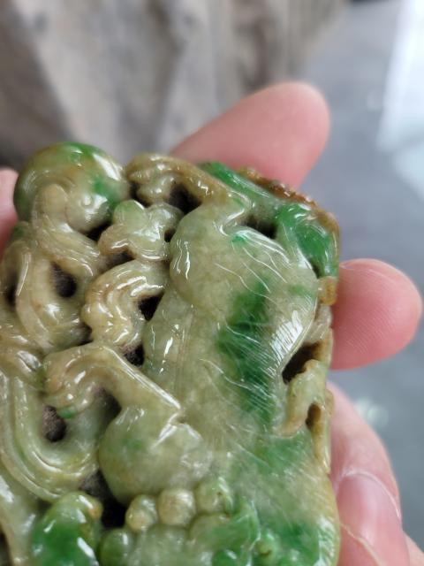 古玩玉器翡翠獅紋牌拍賣，當(dāng)前價格25800元