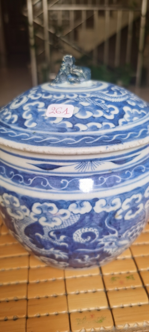 古玩陶瓷清中期龍紋四系粥罐拍賣，當前價格3000元