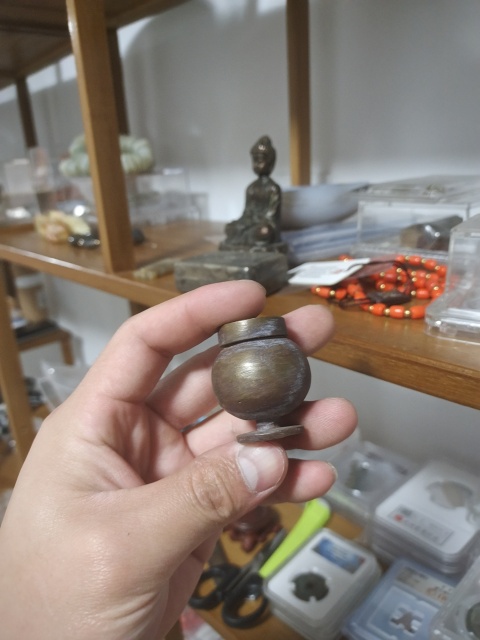 古玩雜項清末銅墨盒拍賣，當前價格168元