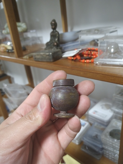 古玩雜項清末銅墨盒拍賣，當前價格168元