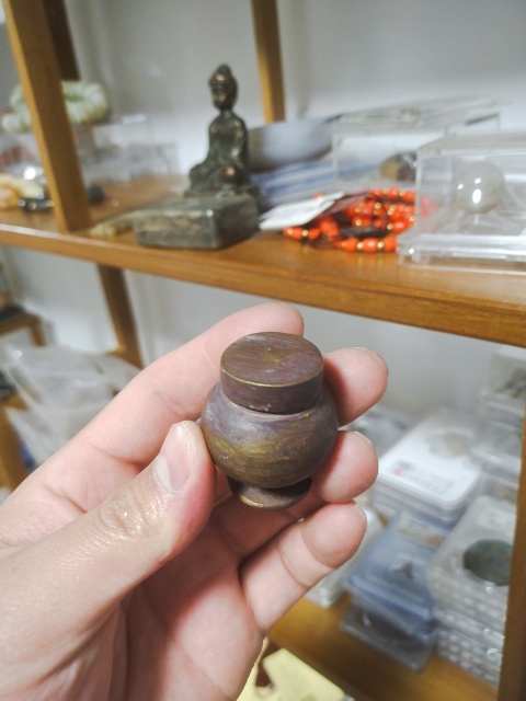 古玩雜項清末銅墨盒拍賣，當前價格168元