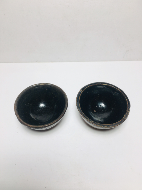 古玩陶瓷元代烏金釉杯一對拍賣，當前價格399元