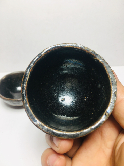 古玩陶瓷元代烏金釉杯一對拍賣，當前價格399元