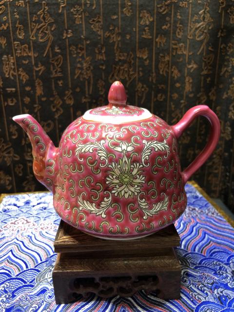 古玩陶瓷茶壺花卉紋執壺-拍賣，當前價格558元