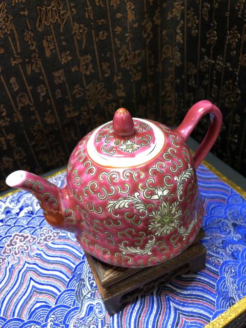古玩陶瓷茶壺花卉紋執壺-拍賣，當前價格558元