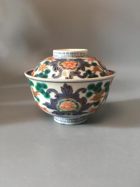 古玩陶瓷【有贈(zèng)品】晚清民國(guó)青花五彩描金蓋碗拍賣，當(dāng)前價(jià)格460元