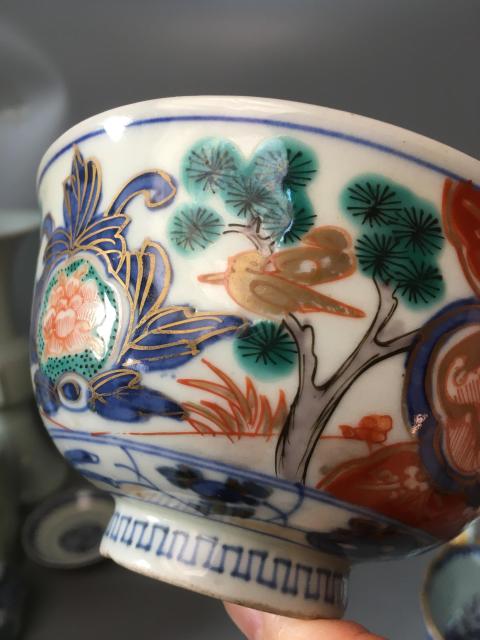古玩陶瓷【有贈(zèng)品】晚清民國(guó)青花五彩描金蓋碗拍賣，當(dāng)前價(jià)格460元