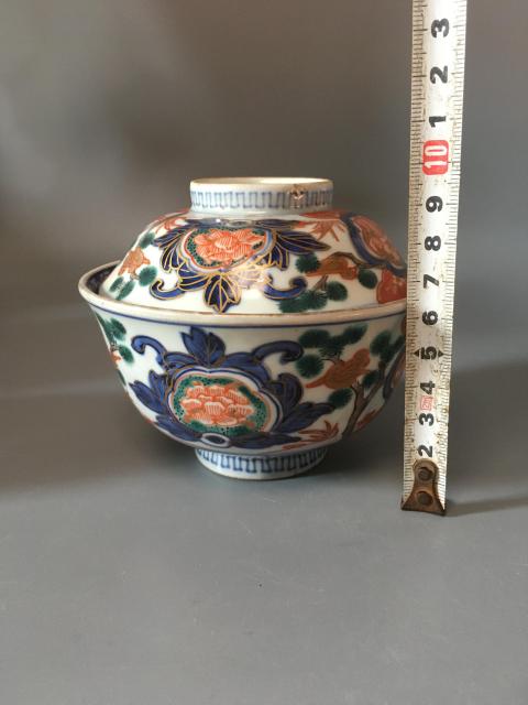 古玩陶瓷晚清民國青花五彩蓋碗拍賣，當前價格490元