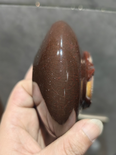 古玩陶瓷郎紅釉飛碟水盂拍賣，當(dāng)前價(jià)格4500元