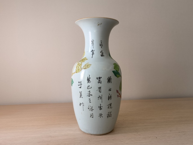 古玩陶瓷張子英富貴白頭淺降彩花卉紋瓶拍賣，當前價格8900元