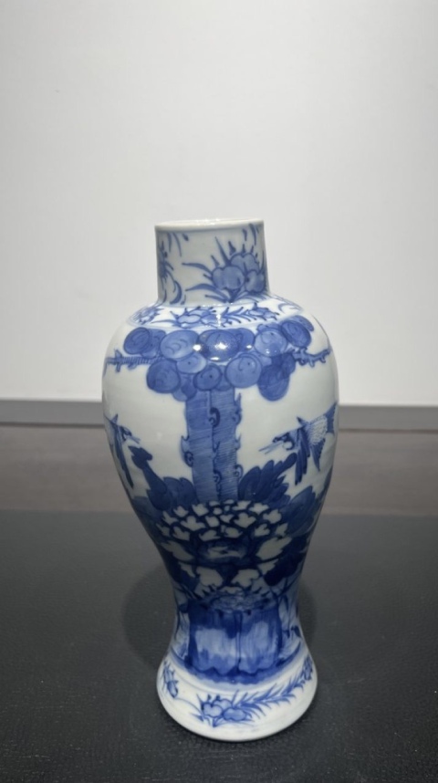 古玩陶瓷晚清青花富貴白頭瓶拍賣,當前價格2999元