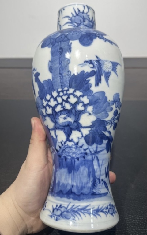 古玩陶瓷晚清青花富貴白頭瓶拍賣,當前價格2999元
