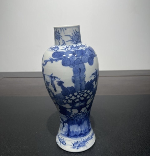 古玩陶瓷晚清青花富貴白頭瓶拍賣,當前價格2999元
