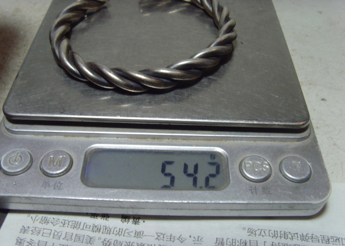 古玩雜項麻花銀手鐲拍賣,當前價格4888元