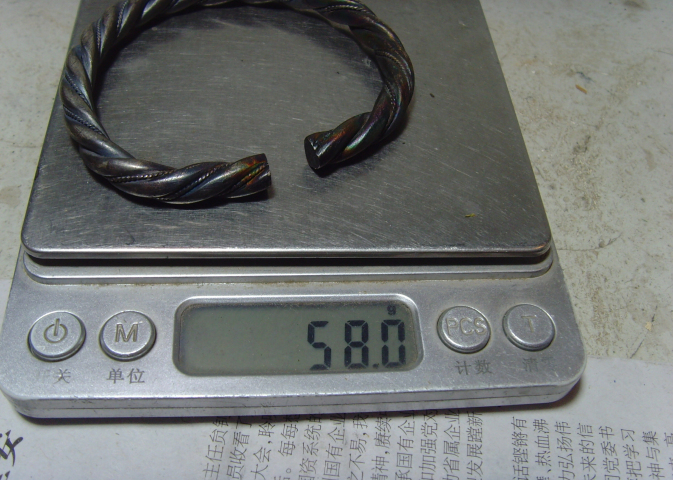 古玩雜項五彩麻花銀手鐲拍賣，當前價格5888元
