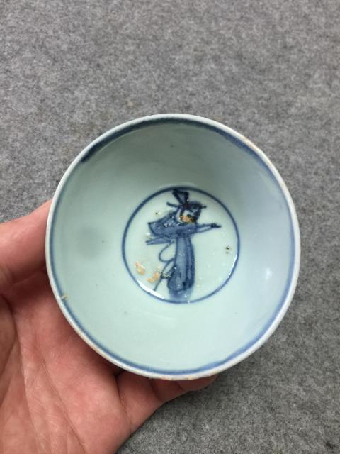 明晚期-高官厚祿青花碗拍賣，當前價格3200元