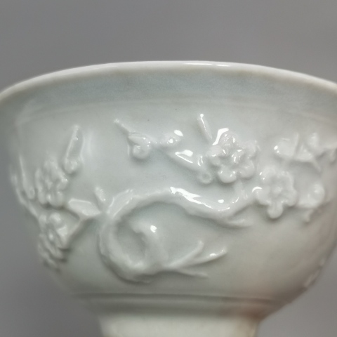 古玩陶瓷民國解放初?印花杯（一對）拍賣，當前價格900元