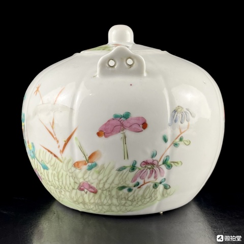 中国　玩玉　粉彩　花鳥紋小壺② 送料込み250525 中国 玩玉 粉彩 花鳥紋小壺② 送料込み250525