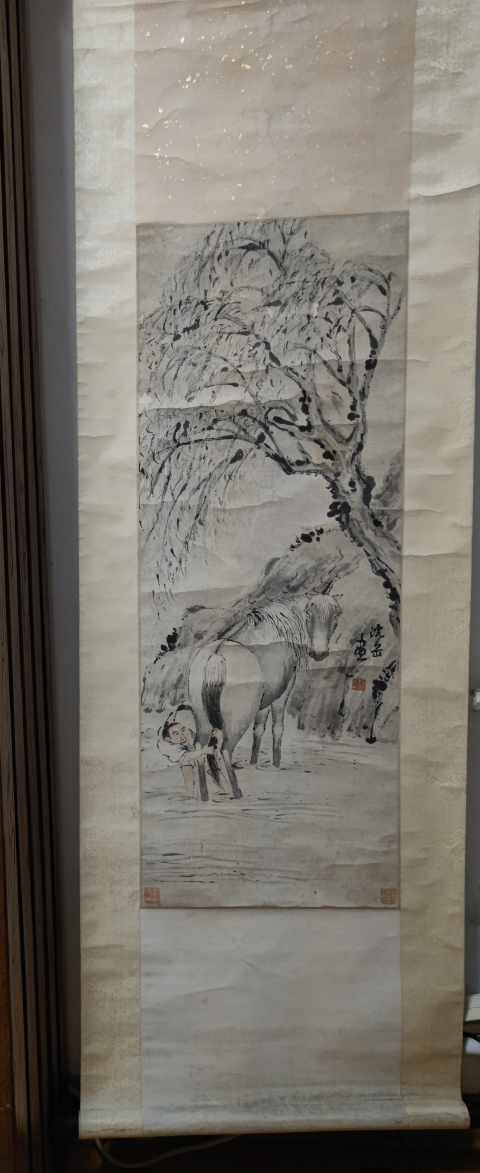 古玩字畫清代名家朱沆《洗馬圖》拍賣，當前價格38000元