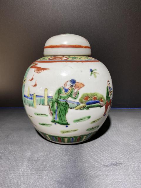 古玩陶瓷清光緒五彩西廂記蓋罐拍賣，當前價格800元