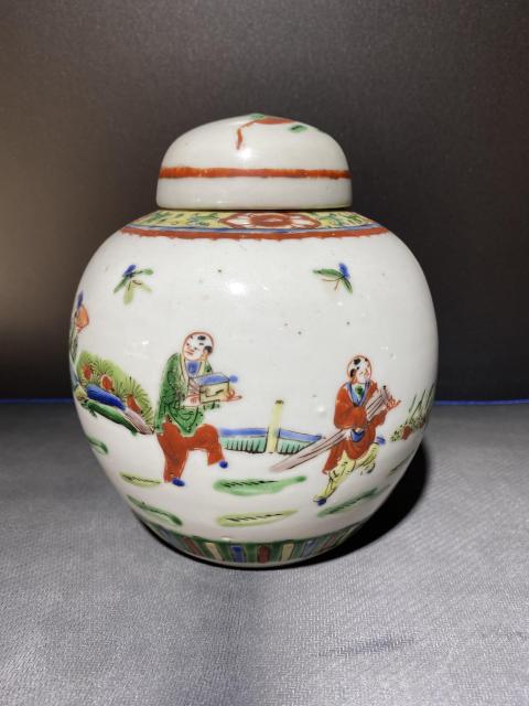 古玩陶瓷清光緒五彩西廂記蓋罐拍賣，當前價格800元