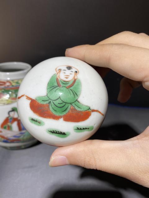 古玩陶瓷清光緒五彩西廂記蓋罐拍賣，當前價格800元