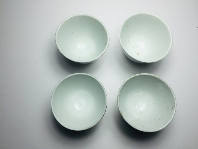 古玩陶瓷青花線條紋杯4個拍賣,當前價格399元