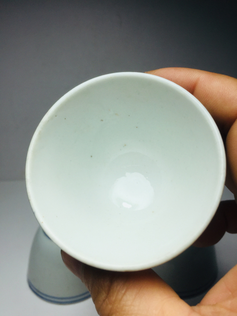 古玩陶瓷青花線條紋杯4個拍賣,當前價格399元