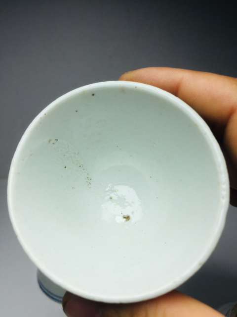 古玩陶瓷青花線條紋杯4個拍賣,當前價格399元
