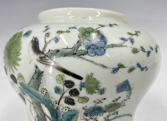 古玩陶瓷民國?粉彩花鳥紋將軍罐拍賣，當前價格1680元
