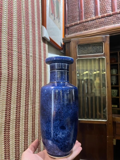 古玩陶瓷撒藍釉棒槌瓶拍賣，當前價格3980元