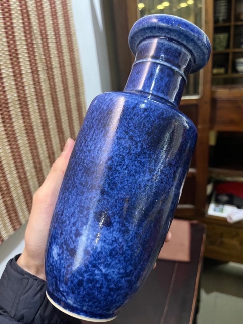 古玩陶瓷撒藍釉棒槌瓶拍賣，當前價格3980元