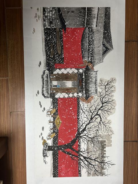 古玩字畫東美老師胡同雪景拍賣，當前價格850元