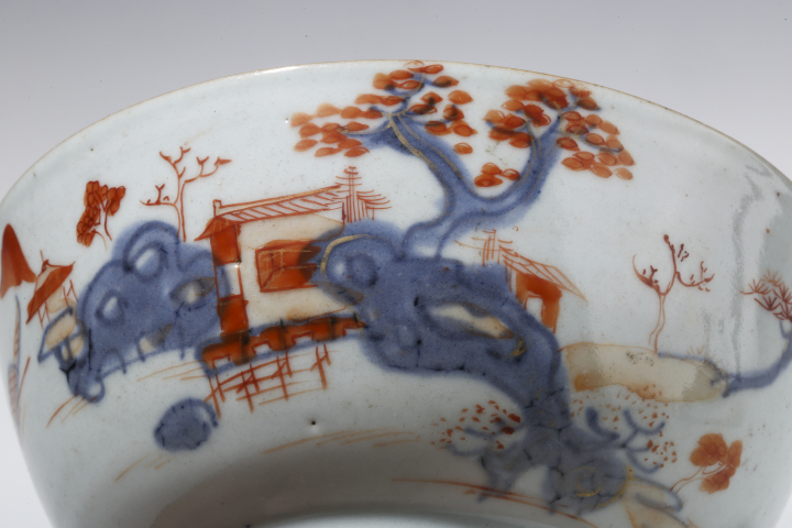 古玩陶瓷清康熙·青花礬紅風景紋碗拍賣,當前價格1650元