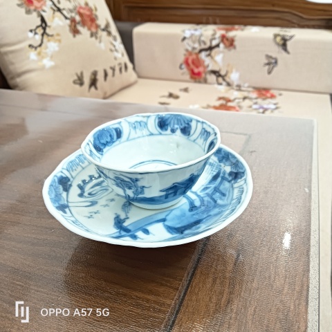 古玩陶瓷康熙 攜琴訪友紋杯碟拍賣,當前價格1500元