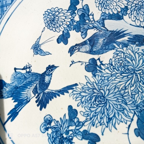 古玩陶瓷青花花鳥花卉紋盤拍賣，當前價格6000元
