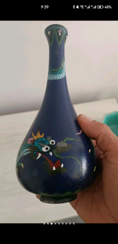 古玩雜項景泰藍銅瓶拍賣,當前價格9966元