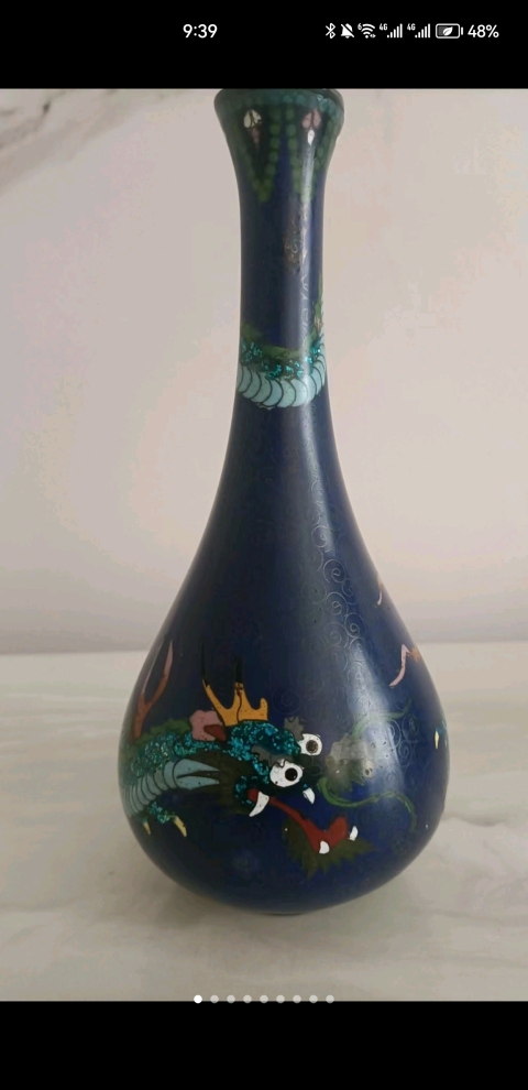 古玩雜項景泰藍銅瓶拍賣,當前價格9966元