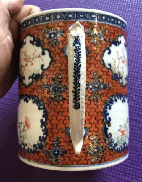 古玩陶瓷少見的超大號清乾隆青花廣彩描金人物故事紋馬克杯拍賣，當前價格2920元