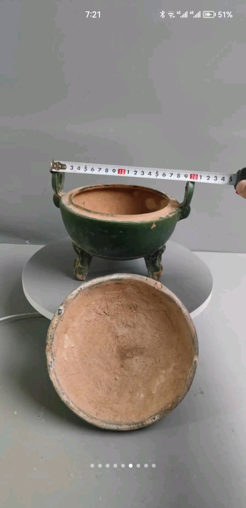 古玩陶瓷漢代綠釉提陶鼎拍賣,當前價格4600元